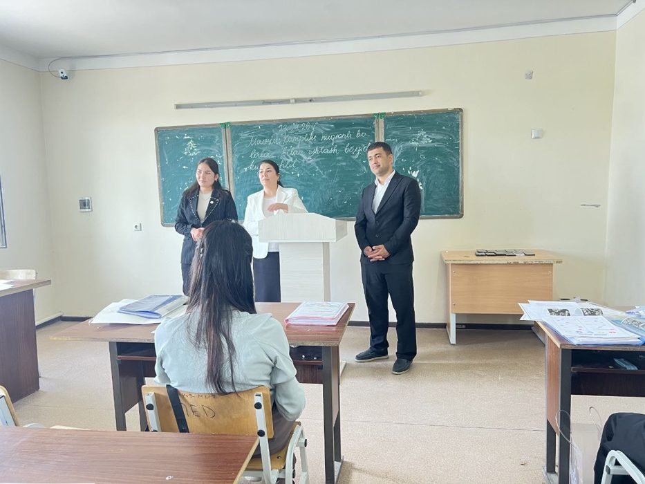 Buxoro davlat pedagogika instituti Pedagogika va ijtimoiy fanlar fakulteti tyutori M.O.Olimovga biriktirilgan guruhlarda institut psixologi Sh.B.Zuhurova tomonidan psixologik trening mashg‘uloti tashk