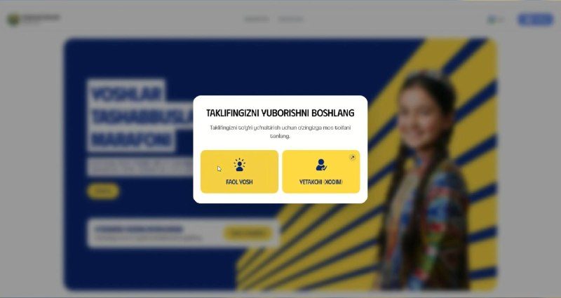 ⚡️ У вас есть отличная идея? Расскажите о ней всему Узбекистану через yoshlar.gov.uz!